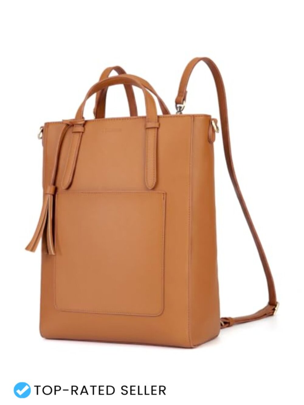 Convertible Tote Backpack Vegan Leather Handbag Laptop Bag 14in